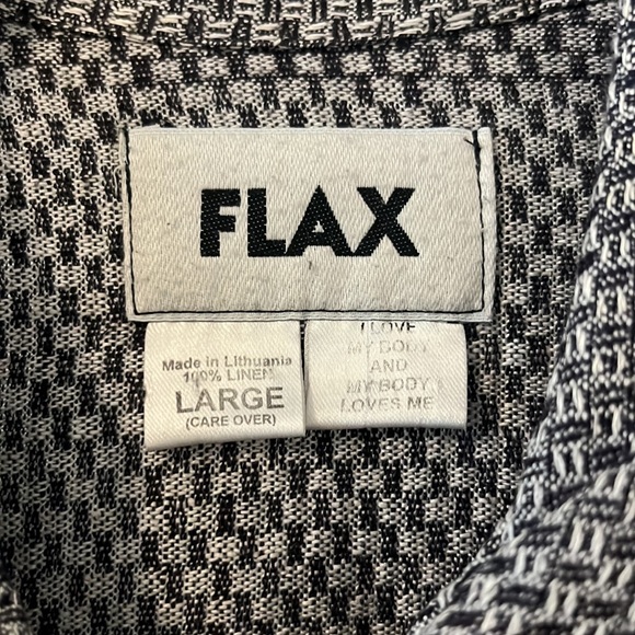 VTG Flax black & white 100% Linen jacket size large lagenlook long line preppy - Picture 2 of 10